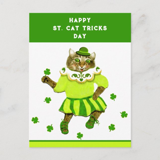 Funny St. Patrick's Day Cat Postkarte (Vorderseite)