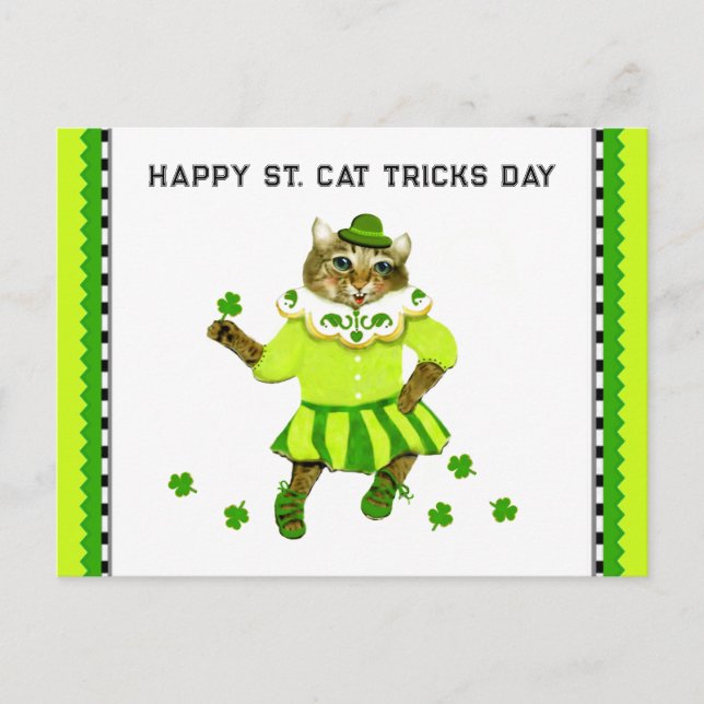 Funny St. Patrick's Day Cat Postkarte (Vorderseite)