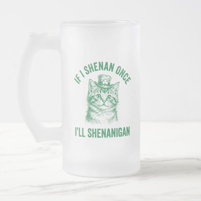 Funny St. Patrick's Day Cat Shenanigan Pun Retro Mattglas Bierglas (Links)