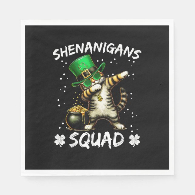 Funny St Patricks Day Dabbing Cat St Paddy Shenani Serviette (Vorderseite)