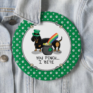 Funny St. Patrick's Day Dackel (schwarz & tan) Button