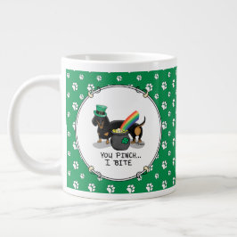 Funny St. Patrick's Day Dackel (schwarz & tan) Jumbo-Tasse