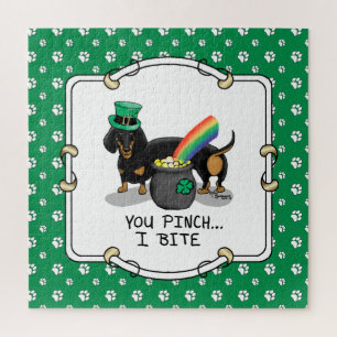 Funny St. Patrick's Day Dackel (schwarz & tan) Puzzle