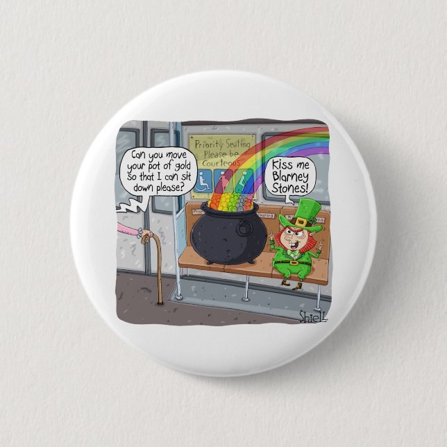 Funny St. Patrick's Day Gift or Card - Leprechaun Button (Vorderseite)