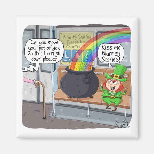Funny St. Patrick's Day Gift or Card - Leprechaun Magnet (Vorne)