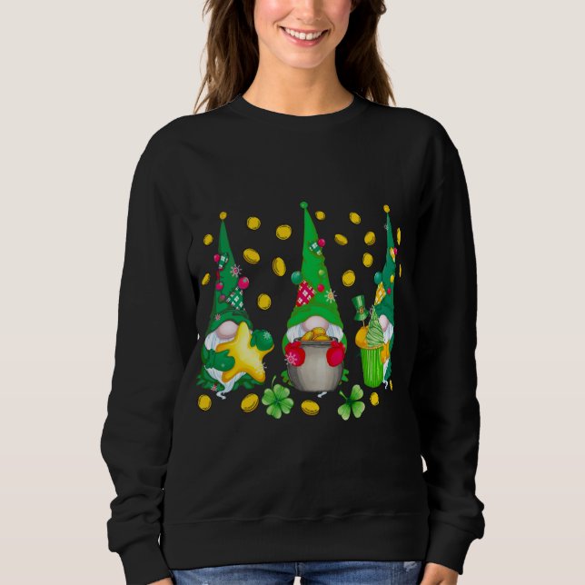Funny St. Patrick's Day Gnome Irish Three Gnomes Sweatshirt (Vorderseite)