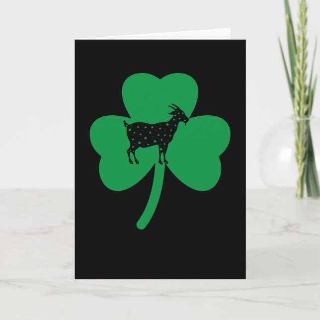 Funny St. Patrick's Day Goat Kleeblatt Karte (Vorderseite)