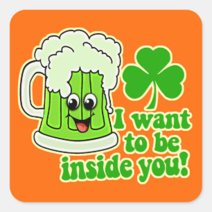 Funny St Patricks Day Green Beer Quadratischer Aufkleber