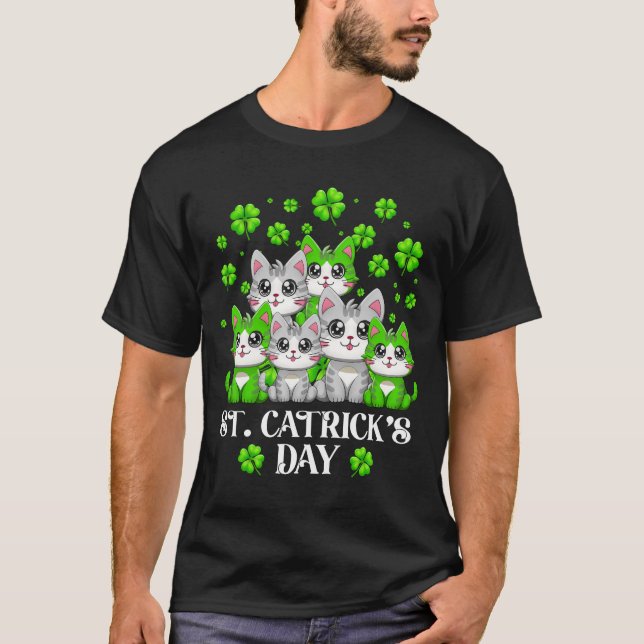 Funny St Patrick's Day Happy St Cat Tricks Day T-Shirt (Vorderseite)
