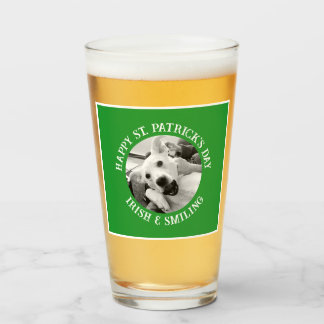 Funny St. Patrick's Day Irish and Smiling Dog Glas