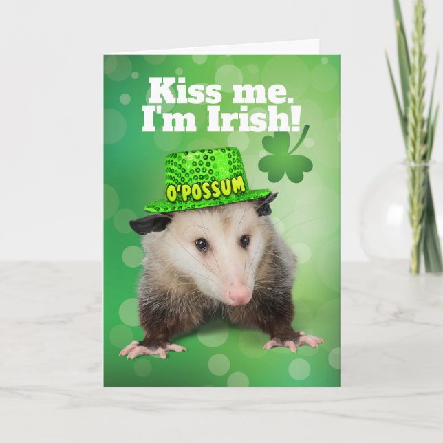 Funny St. Patrick's Day Irish O'Possum Karte (Vorderseite)