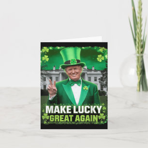 Funny St Patricks Day Irish Trump Leprechaun Leaf Karte
