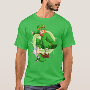 Funny St Patrick's Day Leprechaun Skateboard T-Shirt