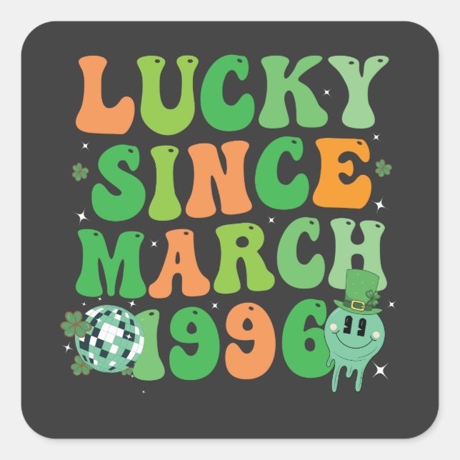 Funny St Patrick's Day Lucky Seit März 1996 Quadratischer Aufkleber (Vorderseite)