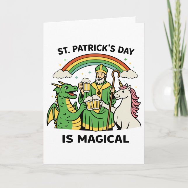Funny St Patricks Day Magical Dragon Unicorn Beer  Karte (Vorderseite)