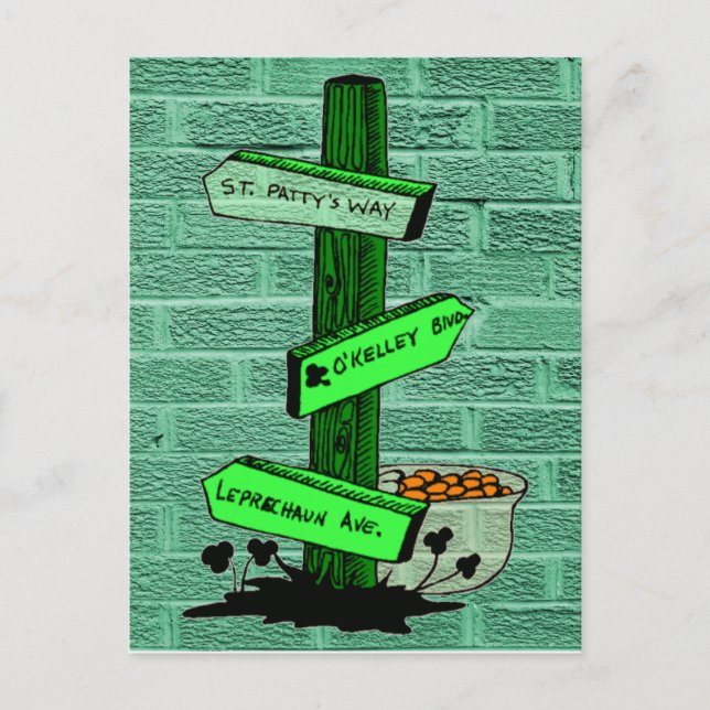 Funny St. Patrick's Day Sign Postcard Postkarte (Vorderseite)