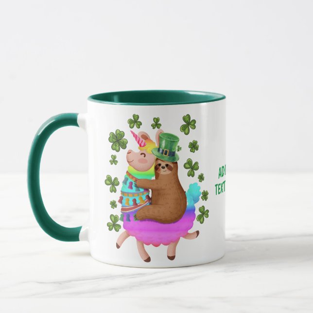 Funny St Patrick's Day Sloth Riding Unicorn Tasse (Links)