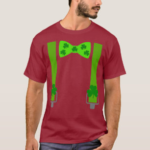 Funny St Patricks Day Suspenders und Bow Krawatte T-Shirt