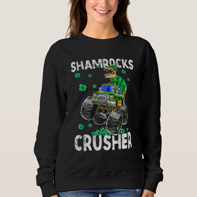 Funny St Patricks Day T Rex Dinosaur Monster Truc Sweatshirt (Vorderseite)