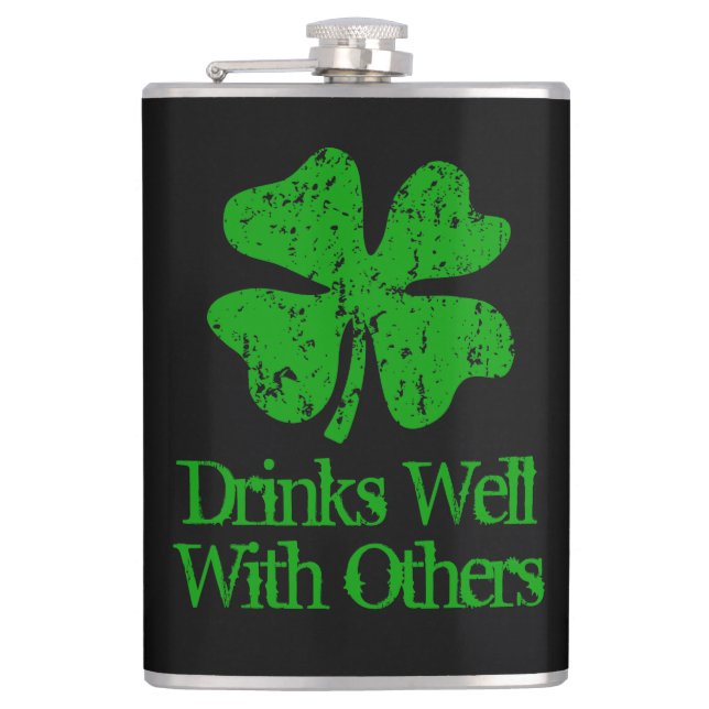 Funny St Patrick's Day trinken Zitat 8 oz Flasche Flachmann (Vorderseite)