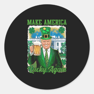 Funny St Patricks Day Trump White House Irish Beer Runder Aufkleber