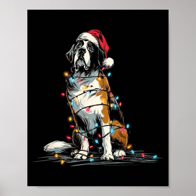 Funny St. Saint Bernard Christmas Graphics Dog Lig Poster (Vorne)