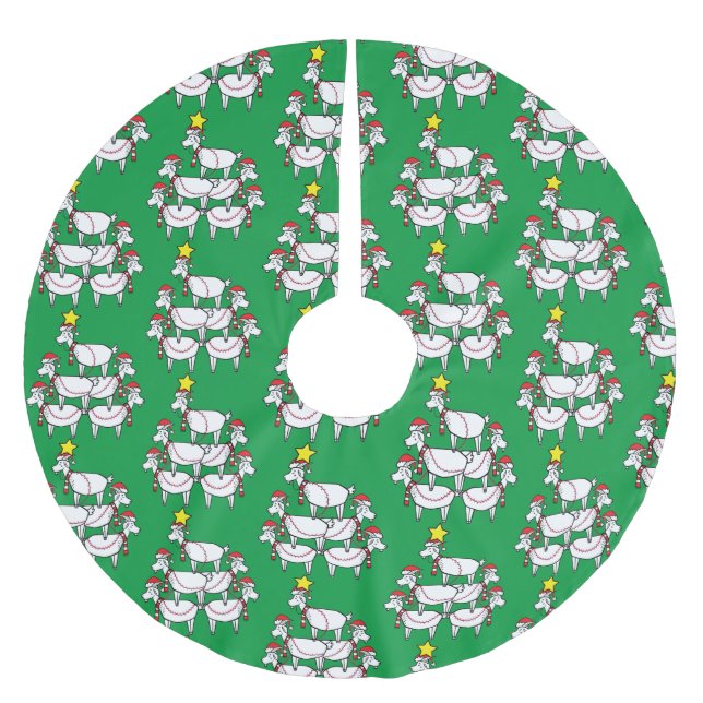 Funny Stack Santa Goats Polyester Weihnachtsbaumdecke (Vorderseite)