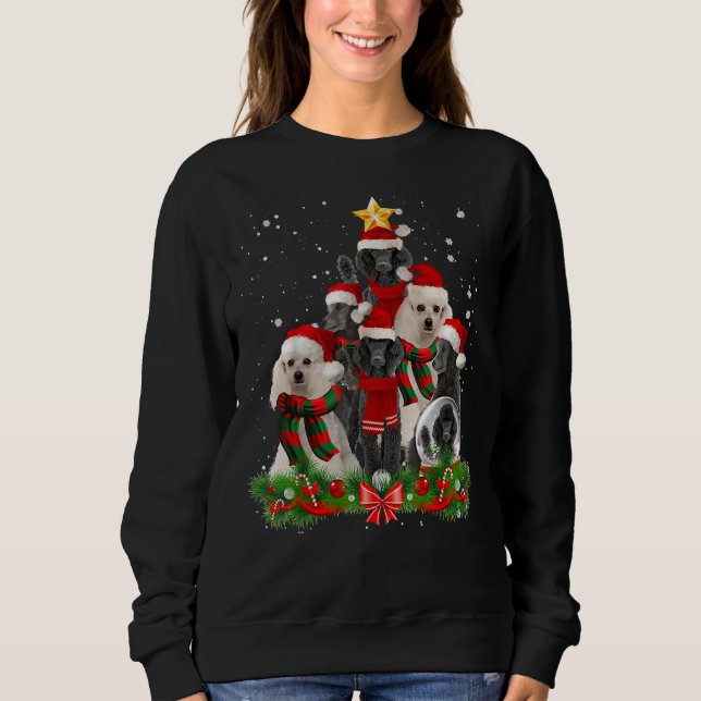 Funny Standard Poodle Dog Weihnachtsbaum Sweatshirt (Vorderseite)