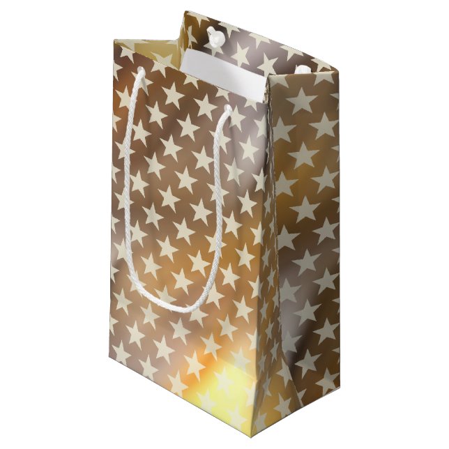 Funny Stars Pattern transparent + Ihr Hintergrund Kleine Geschenktüte (Vorderseite Schrägansicht)