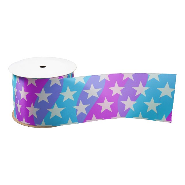 Funny Stars Pattern transparent + Ihr Hintergrund Satinband (Spule)