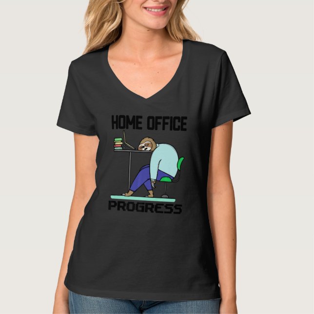 Funny Statement Sloth Zuhause Office Notebook Work T-Shirt (Vorderseite)