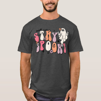 Funny Stay Spooky Vibes Retro Floral Ghost Hippie T-Shirt