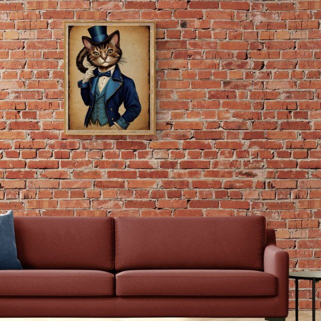 Funny Steampunk Cat In Blue Jacket Poster (Von Creator hochgeladen)