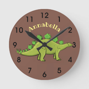 Funny stegosaurus dinosaur cartoon runde wanduhr