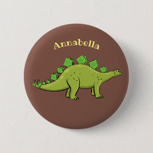 Funny stegosaurus dinosaurus Cartoon Button