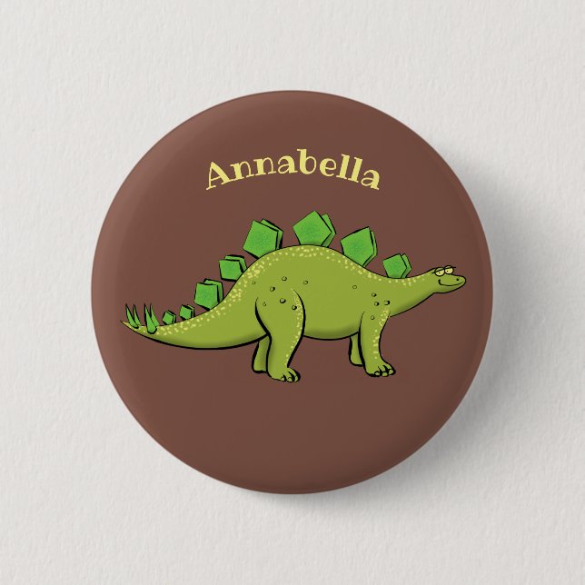 Funny stegosaurus dinosaurus Cartoon Button (Vorderseite)