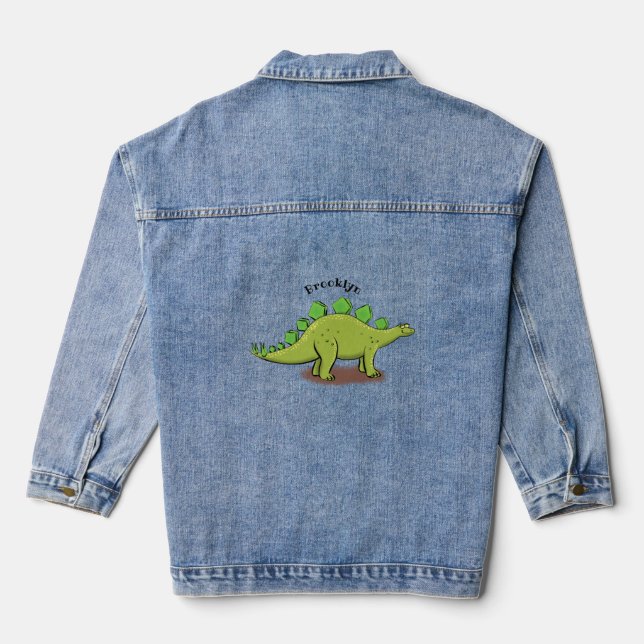 Funny stegosaurus dinosaurus Cartoon Jeansjacke (Rückseite)