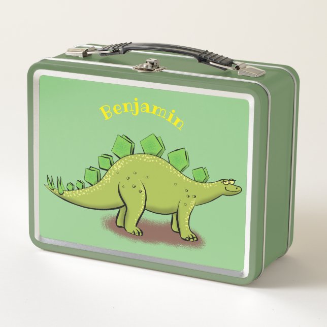 Funny stegosaurus dinosaurus Cartoon Metall Brotdose (Vorderseite)
