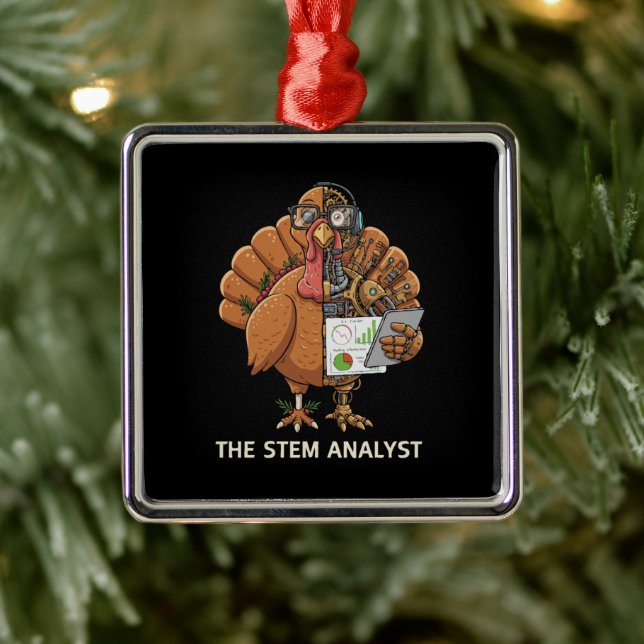  Funny STEM Analyst Robot Turkey Thanksgiving Gift Ornament Aus Metall (Baum)