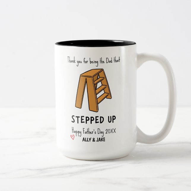 Funny Stepdad Pun Zweifarbige Tasse (Rechts)