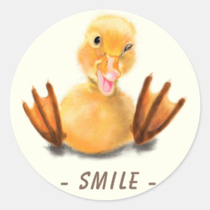 Funny Sticker Happy Yellow Duck Lächeln Custom Tex