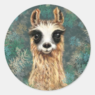 Funny Sticker mit Curious Baby Llama