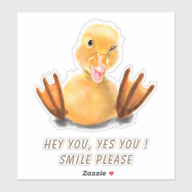 Funny Sticker mit Happy Duck - Custom Text (Blatt)