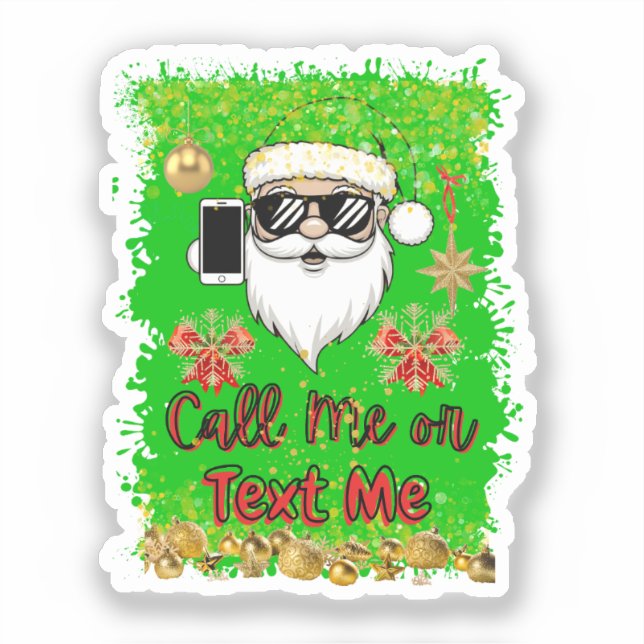 Funny Sticker Santa Call Me oder Text mir (Vorderseite)
