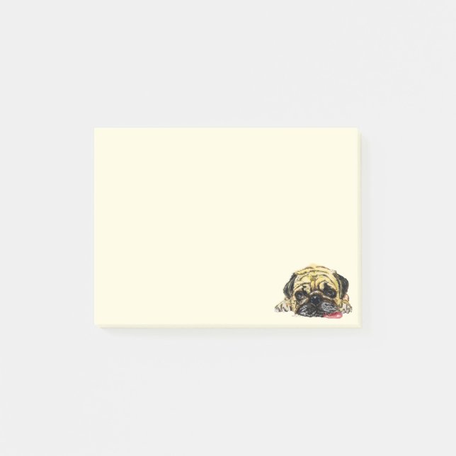Funny Sticky Notes mit Mops Dog Post-it Klebezettel (Vorderseite)