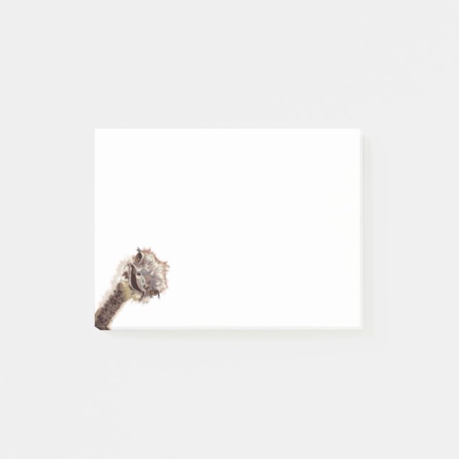 Funny Sticky Notes with Happy Playful Ostrich Post-it Klebezettel (Vorderseite)