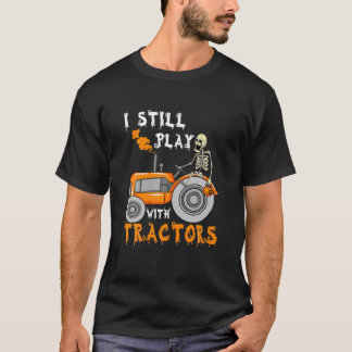 Funny Still Play mit Traktoren Skelett Bauer Hal T-Shirt