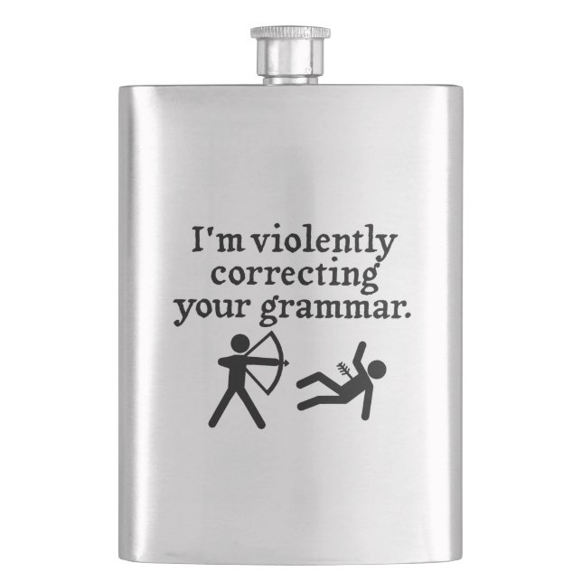 Funny "Stille Korrektur eures Grammatikrauts" Spoo Flachmann (Vorderseite)