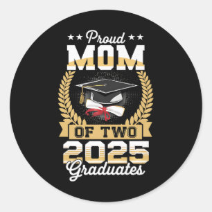 Funny Stolz Mama von zwei 2025 Graduate Twins Grad Runder Aufkleber