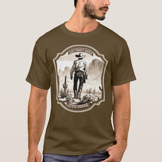 Funny stown amerikanischer Western Cowboy verlor P T-Shirt (Vorderseite)